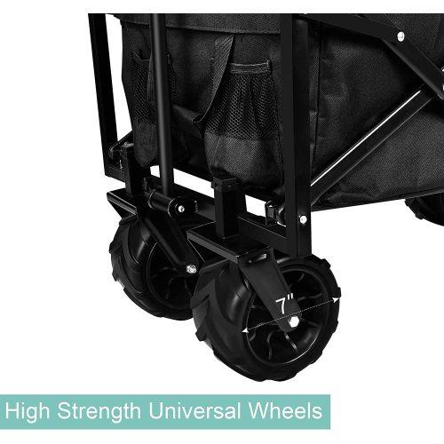 Heavy Duty Folding Portable Cart Wagon with 7 inch Widened All-Terrain Wheels