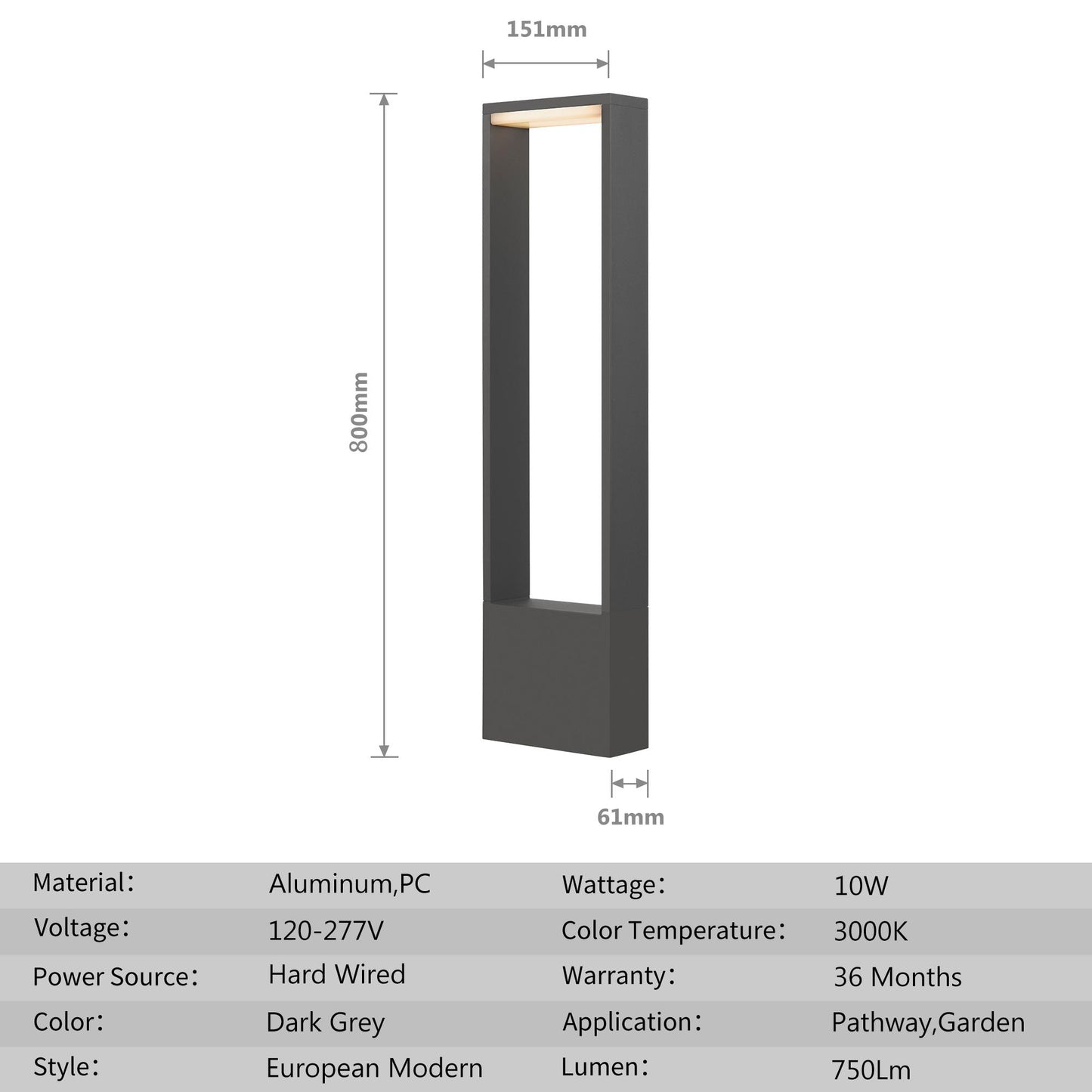 Outdoor Bollard Lamp/Path Light