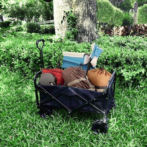 Heavy Duty Folding Portable Cart Wagon with 7 inch Widened All-Terrain Wheels