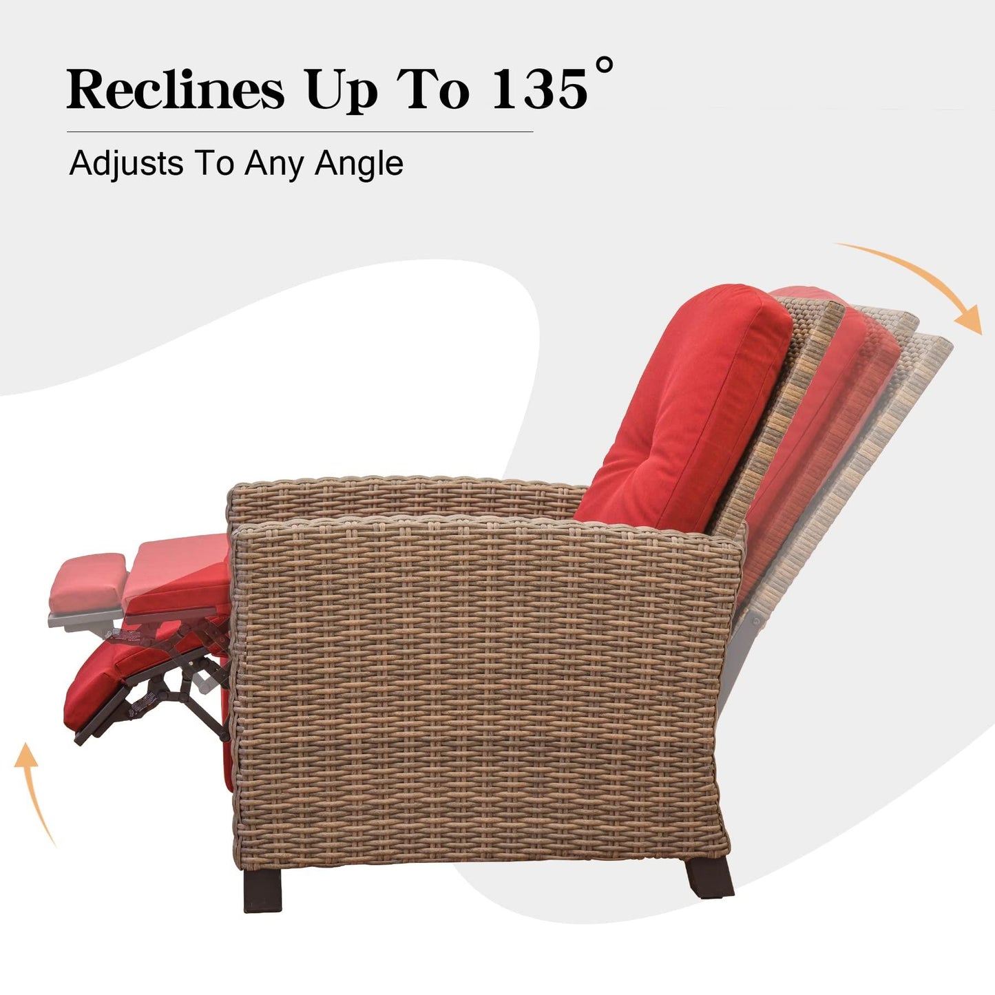 Domi Indoor & Outdoor Recliner, All-Weather Wicker Reclining Patio Chair